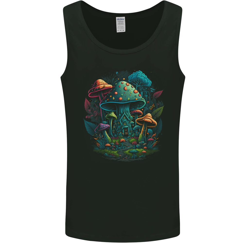 A Trippy Magic Mushroom City LSD Mens Vest Tank Top