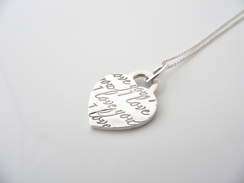 Tiffany & Co Heart Necklace I Love You Pendant Charm Chain Silver Jewelry Gift
