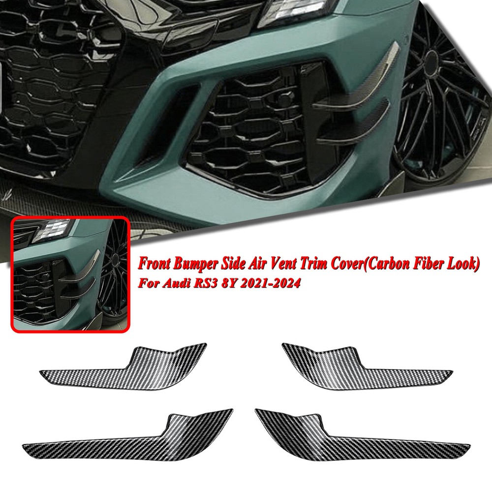 Car Front Bumper Side Air Vent Trim Outlet Fin Decor For Audi RS3 8Y 2021-2024