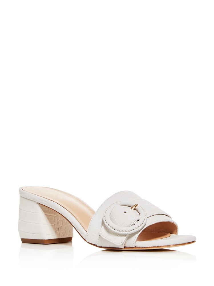 VIA SPIGA Womens White Croc Flor Open Slip On Leather Slide Sandals 9 M