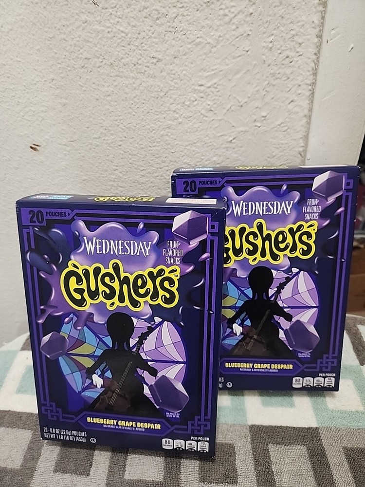 (2) Boxes Wednesday Gushers Blueberry Grape Despair Limited Edition  20 count Ea