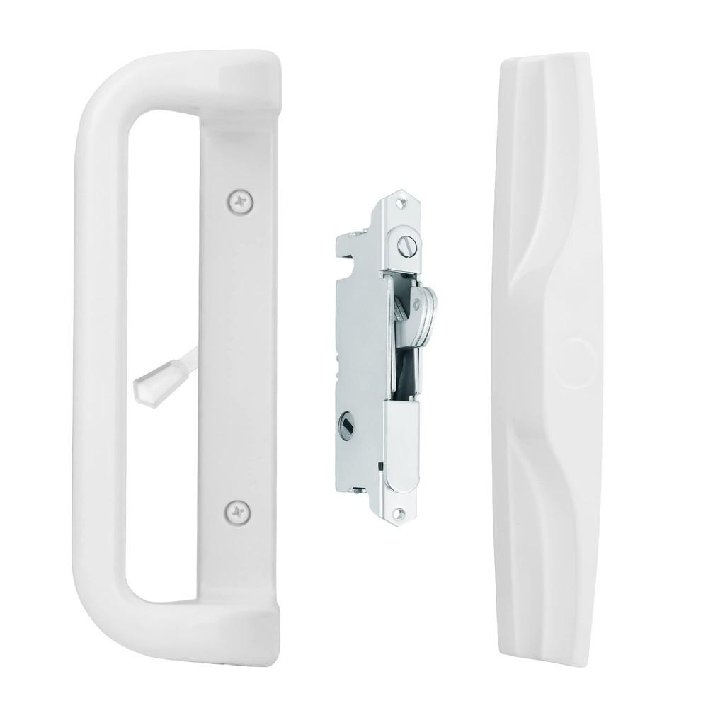 White Patio Door Handle Set with Mortise, Suitable for Replacement Doors Lock...