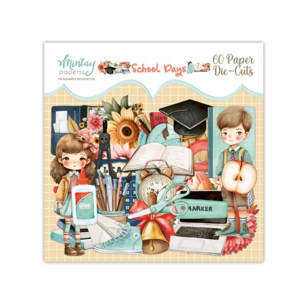 SCHOOL DAYS 60pc Paper Die Cuts Ephemera Mintay Papers Scrapbook Boy Girl