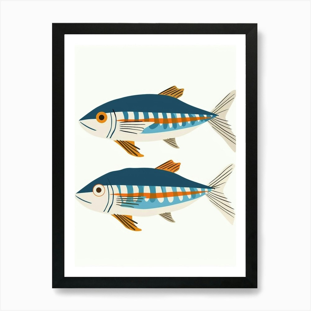 Two Fish Art Print Framed Wall Art Poster Canvas Print Picture