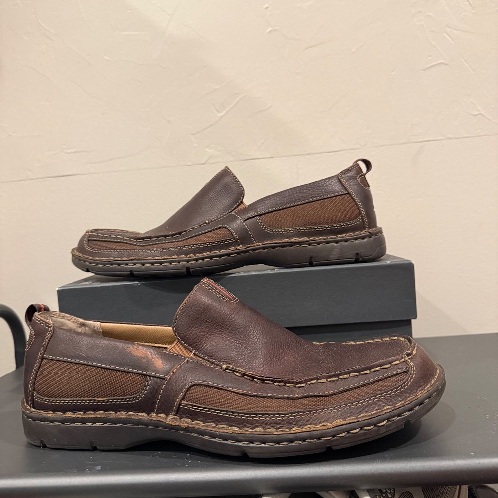 Clarks XTR Lite Mens Brown Leather Slip On Loafers Casual Shoes Size 10M