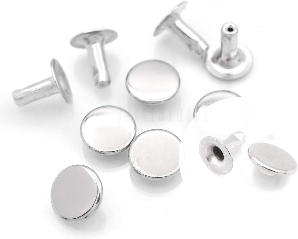 CRAFTMEMORE 9mm Silver Flat Rivets Metal Single Cap Studs  