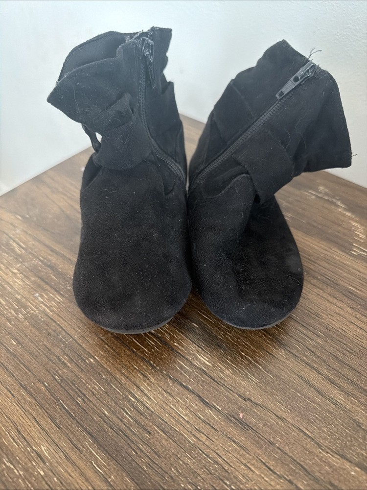 Wonder Nation Girls Black Suede Ankle Boots Size 10