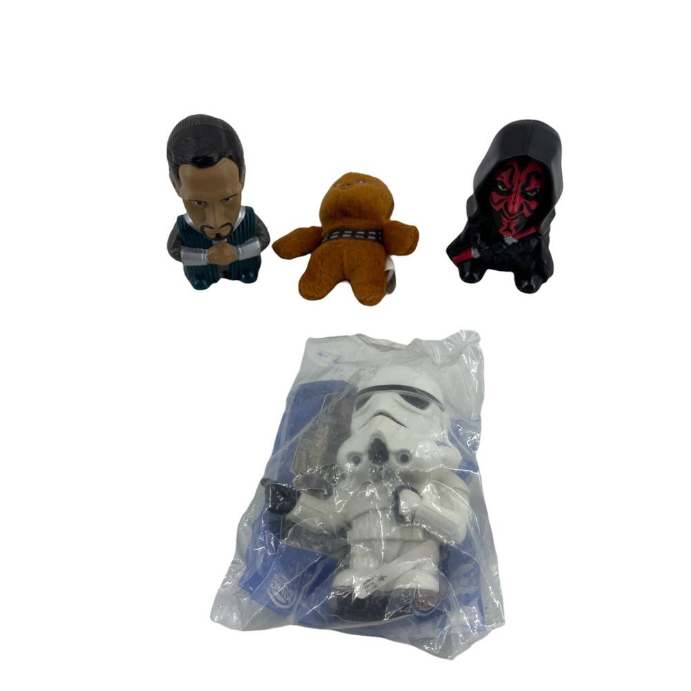 4 Pc 2005 Burger King Star Wars Episode 3 Toy Lot with Figures & Plush