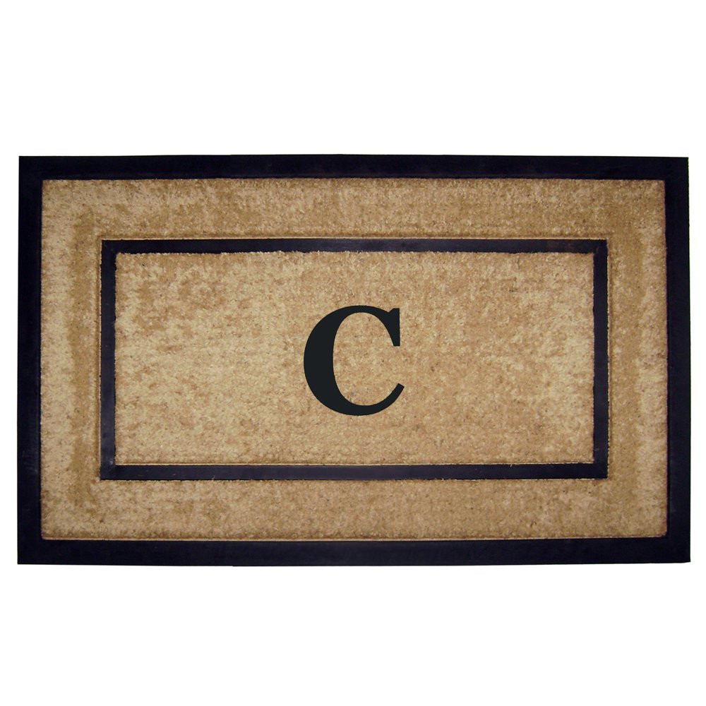 Single Picture Black Coir Rubber Border Dirt Buster Mat 22 x 36