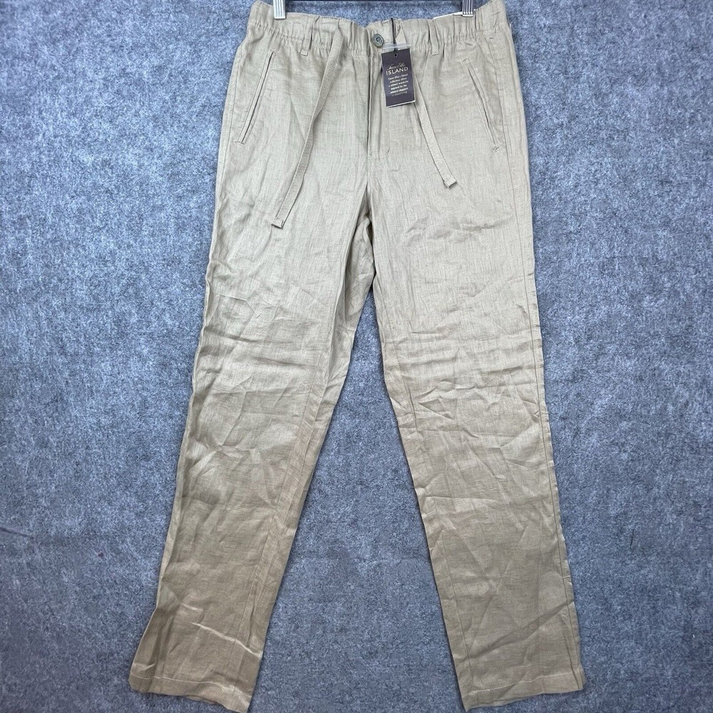 Tasso Elba Womens Safari Tan Linen Drawstring Pants Size Small