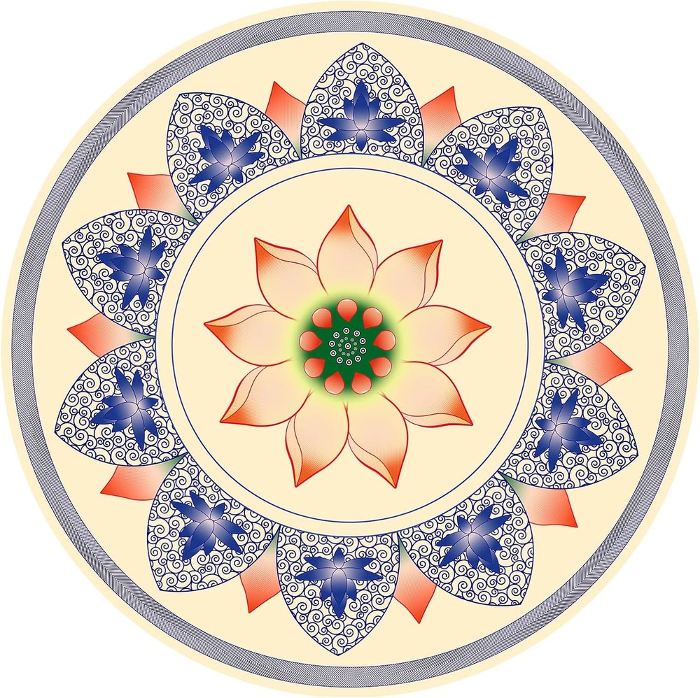 Oversized Round Anti-Slip Rubber Meditation Mat for Yoga and Furniture Protection