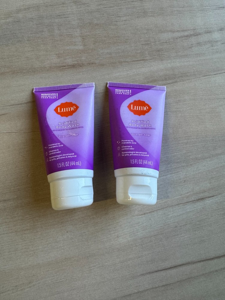 Lume Acidified Body Wash LAVENDER SAGE 1.5 oz - TRAVEL size 2PK Brand New