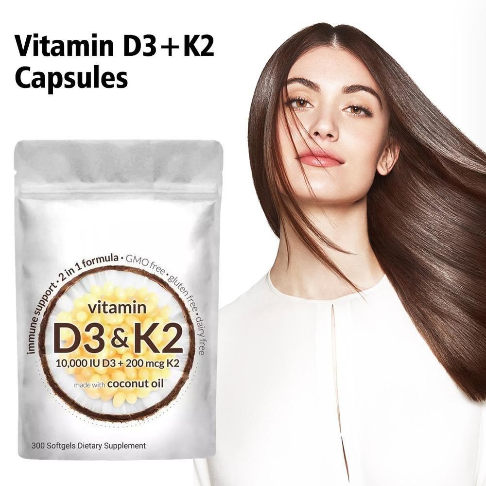 Vitamin D3 K2 Supplements 300 Softgels Vitamin D3 + K2 Capsules