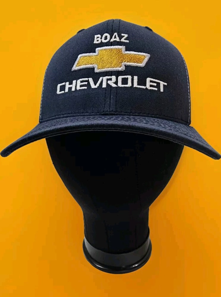 Boaz Chevrolet Navy White Embroidered Mesh Snapback Cap Brand New With Sticker