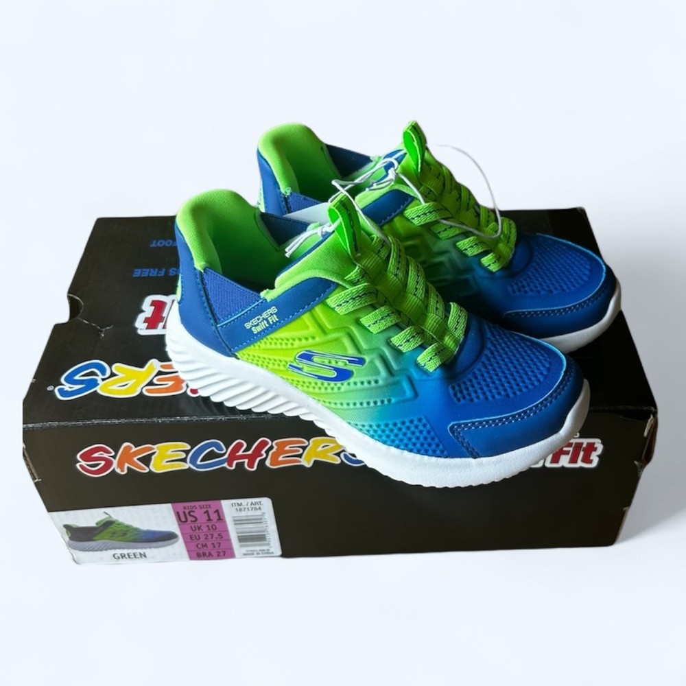 Skechers Kids Hands Free Swift Fit Shoes, Blue Green, Kids Size 11, 17 CM