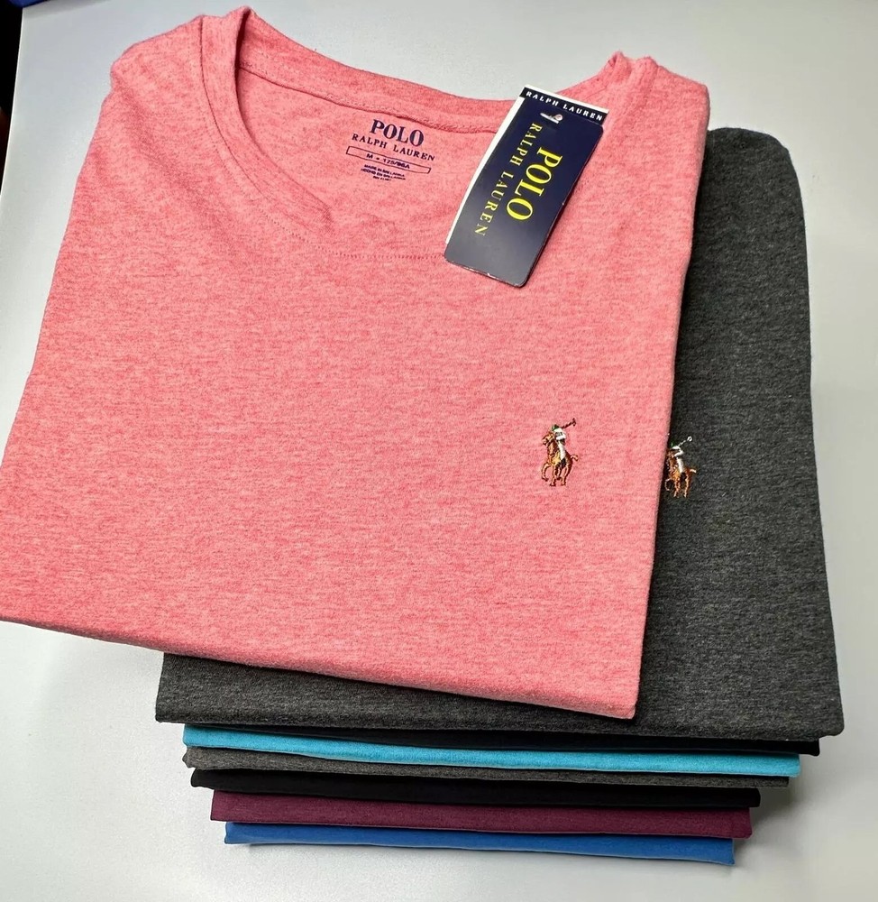NWT Ralph Lauren polo Crew neck Men Custom Slim Fit 100%  Cotton Free Shipping