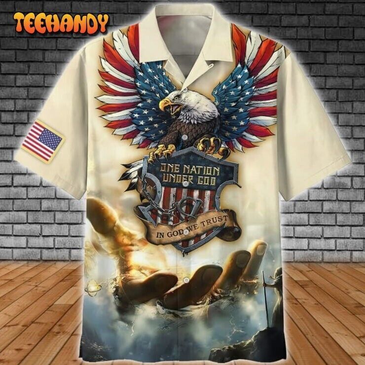 One Nation Under God Hawaiian Shirt 3D Full Printed Eagle Hawaiian Shirts