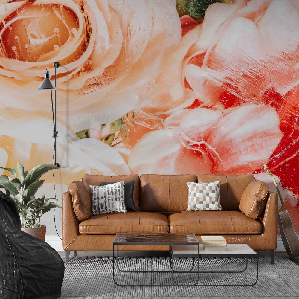 3D Pink Rose Plant Wall Murals Wallpaper Murals Wall Sticker 2