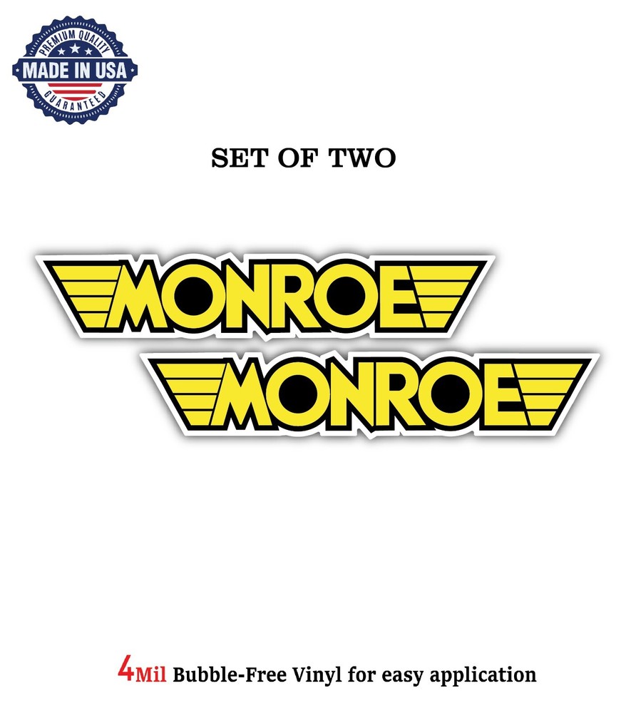 TWO MONROE AUTO LOGO VINYL DECAL STICKER CAR BUMPER 4MIL BUBBLE FREE US MADE