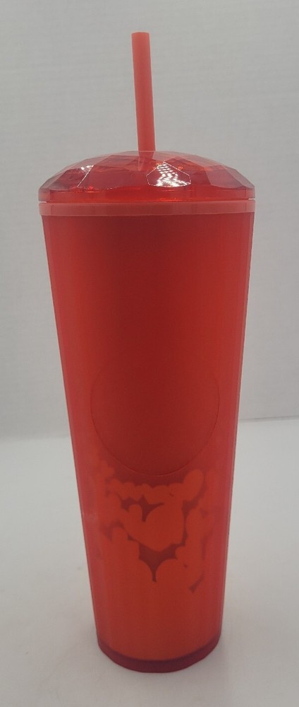 Starbucks 2022 Valentine Red Matte Tumbler Limited Edition Dome Lid with Hearts