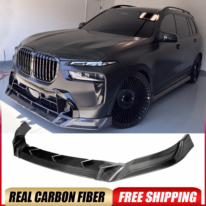 For BMW X7 G07 M-Sport M60i LCI 2023-2025 Real Carbon Front Bumper Lip Spoiler