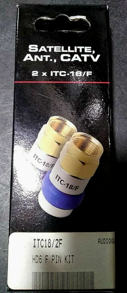 NEW Audioquest ITC-18/F Pins 2-Pack Gold/Blue F Connector Fittings CATV SATV