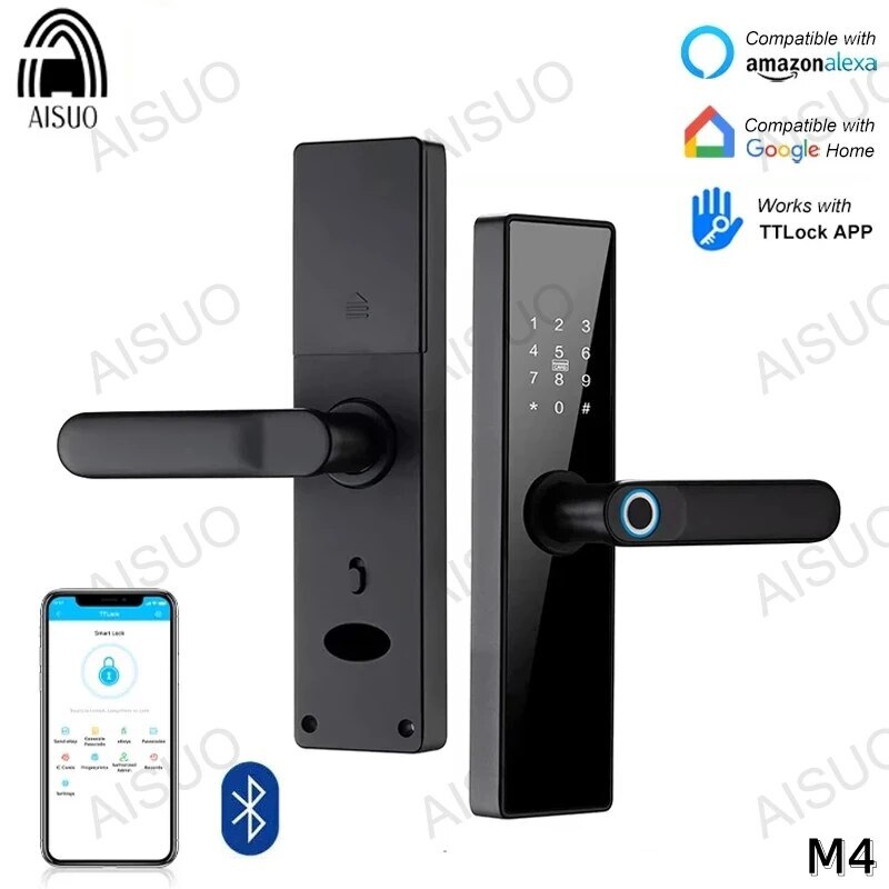 Bluetooth Smart Door Lock with Fingerprint Password and IC Card Key Access  