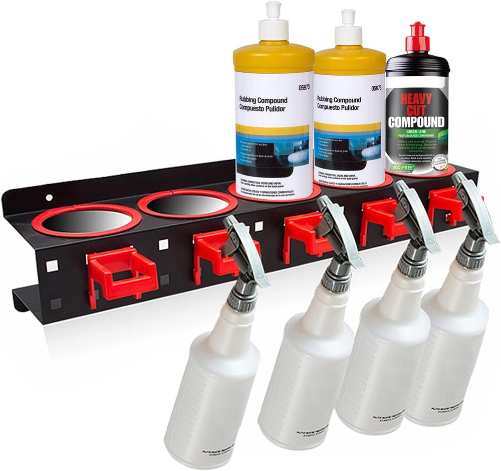 Wall-Mounted Car Detailing Spray Bottle Storage Rack Organizer for Tools