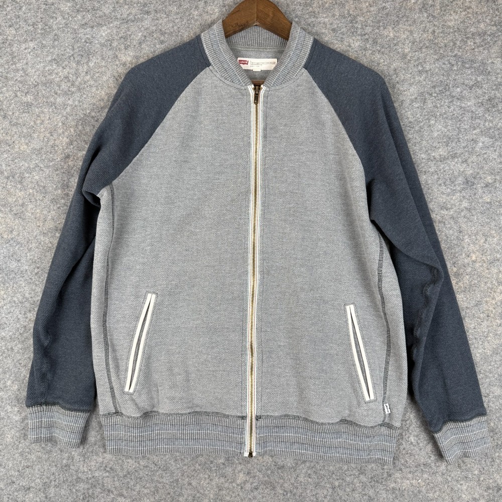 Levi's Full Zip Sweatshirt Mens Large 2Tone Gray Lightweight Knit Jacket