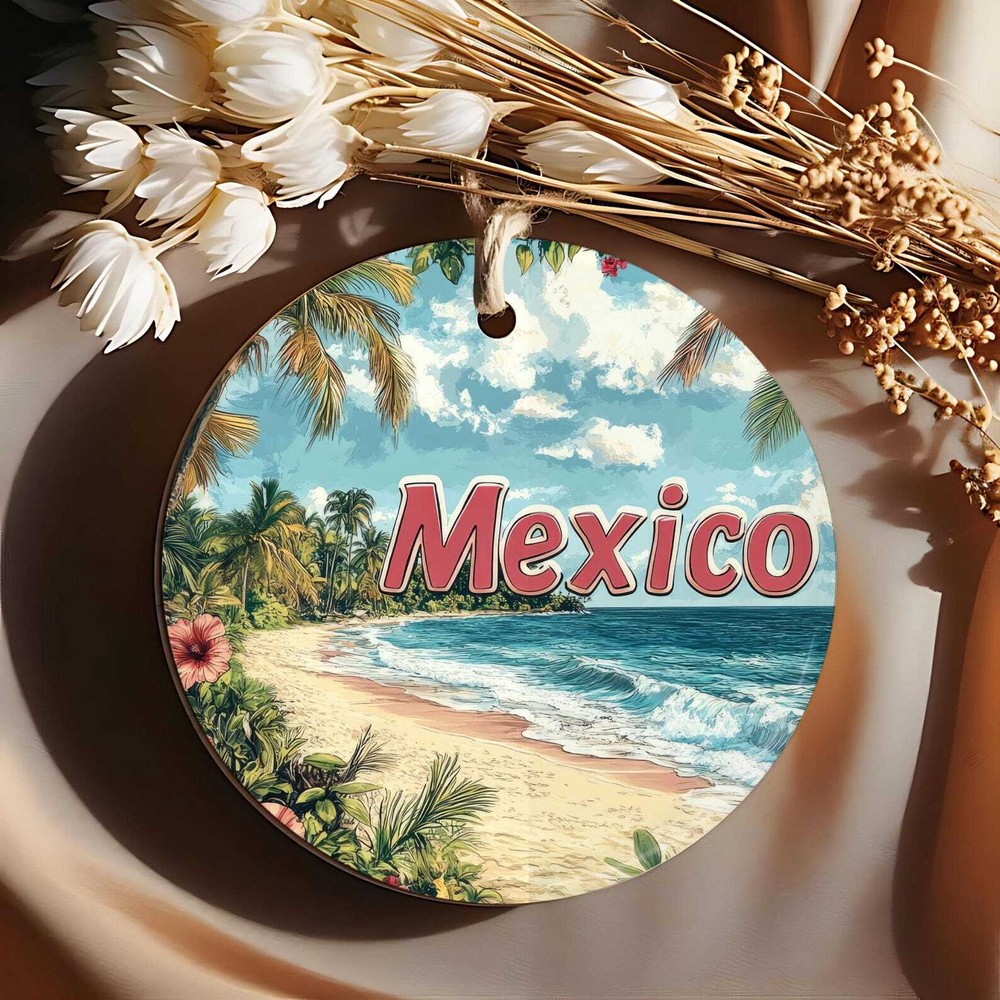 Mexico Beach Ornament 2024 Ceramic Souvenir Tropical Coastal Holiday Decor