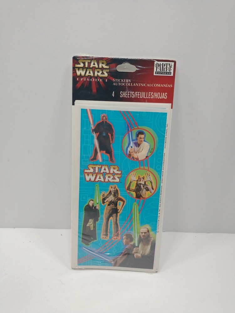 Star Wars Episode One Sticker Pack Obi Wan Kenobi Jar Jar 4 Sheets in the Pack