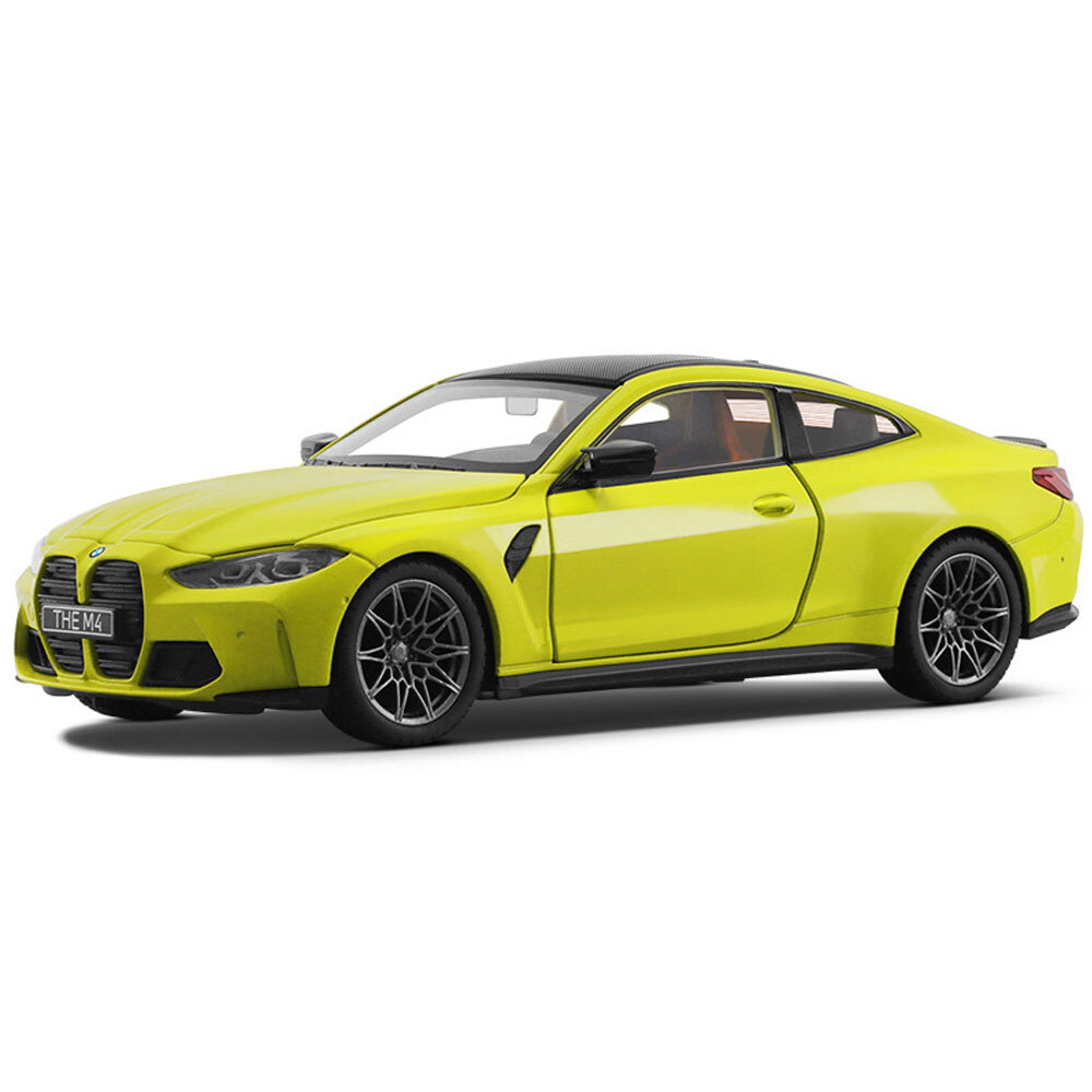 1/23 Scale BMW M4 G82 Diecast Model Car in Light Chartreuse - Metal Alloy Toy Vehicle with Lights