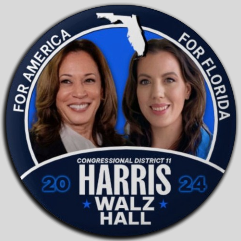 Kamala Harris Barbie Hall Congress Pin Button Jugate Florida Democrat Pres