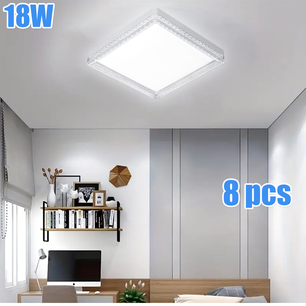8pcs 5.91In 18W Recessed LED Ceiling Light Fixture Kitchen Square Ceiling Light