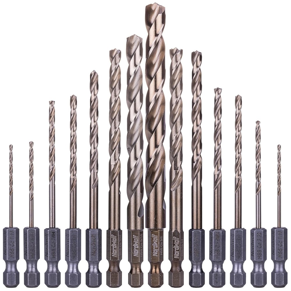 NordWolf 14-Piece M35 Cobalt Drill Bit Set for Stainless Steel & Hard Metals