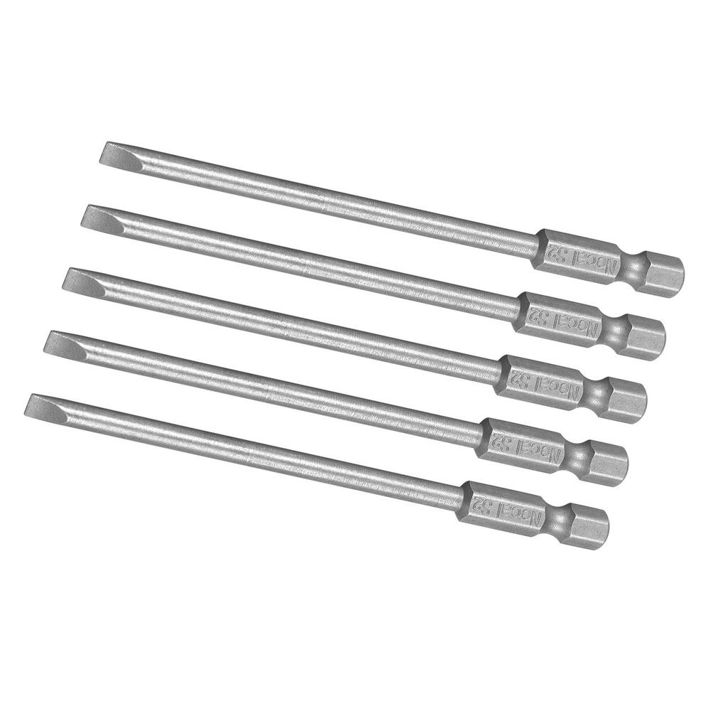 5pcs 4-Inch Magnetic Slotted Screwdriver Bits H1/4 SL4 for Power Tools