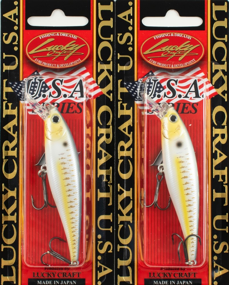 (LOT OF 2) LUCKY CRAFT POINTER 78SP 3/8OZ PT78SP-426 GOLD THREADFIN SHAD AX9111