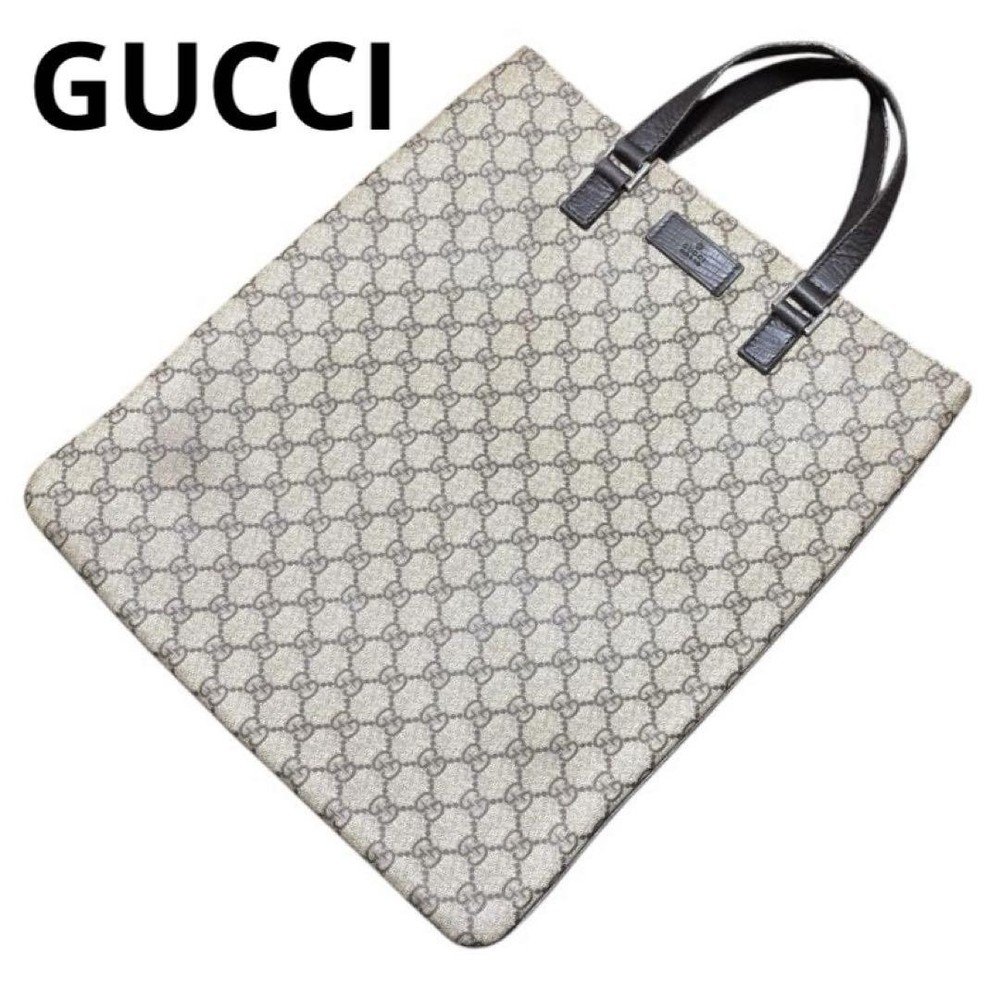 Gucci GG Supreme Beige PVC Unisex Tote Bag A4 Size Logo