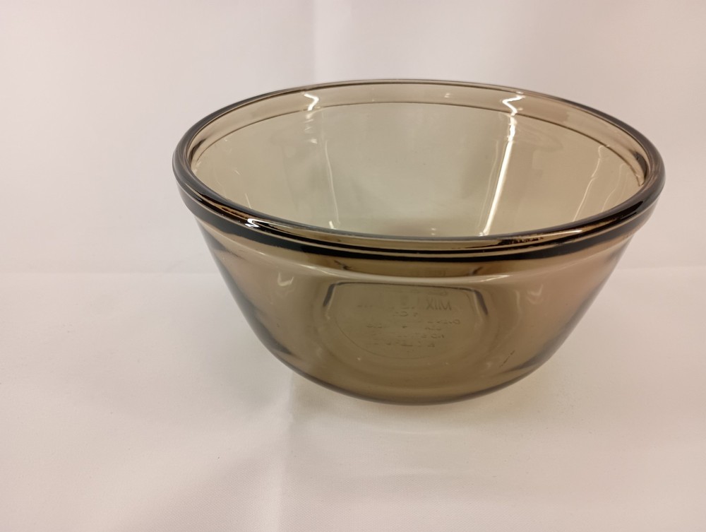Vintage Anchor Hocking 1 QT Amber Gray Mixing Bowl Set of 2