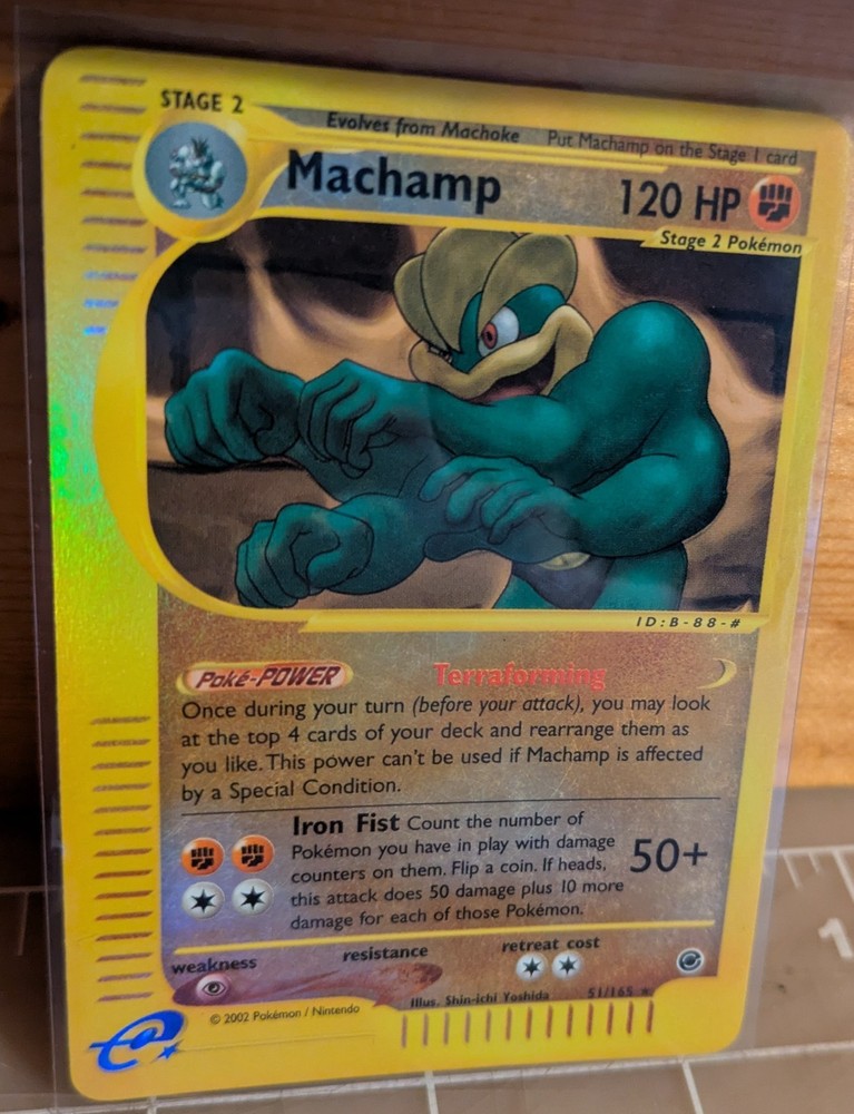 Machamp 051/165 Expedition Base Set Reverse Holo Vintage E reader NM-LP