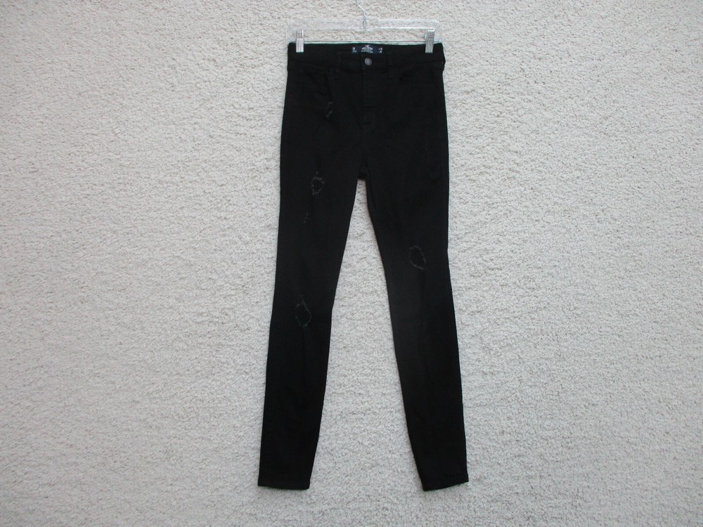 Hollister Jeans 3R Womens Juniors Size Black Denim High Rise Super Skinny Dark