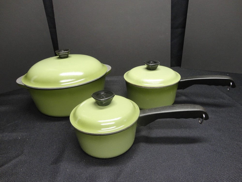 Vintage Green Club 6-Piece Cast Aluminum Cookware Set with Lids