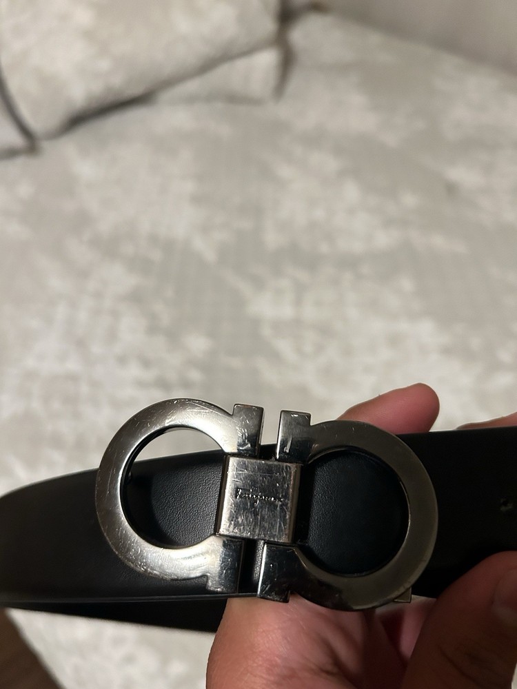 Ferragamo Black Salvatore Leather Belt for Men