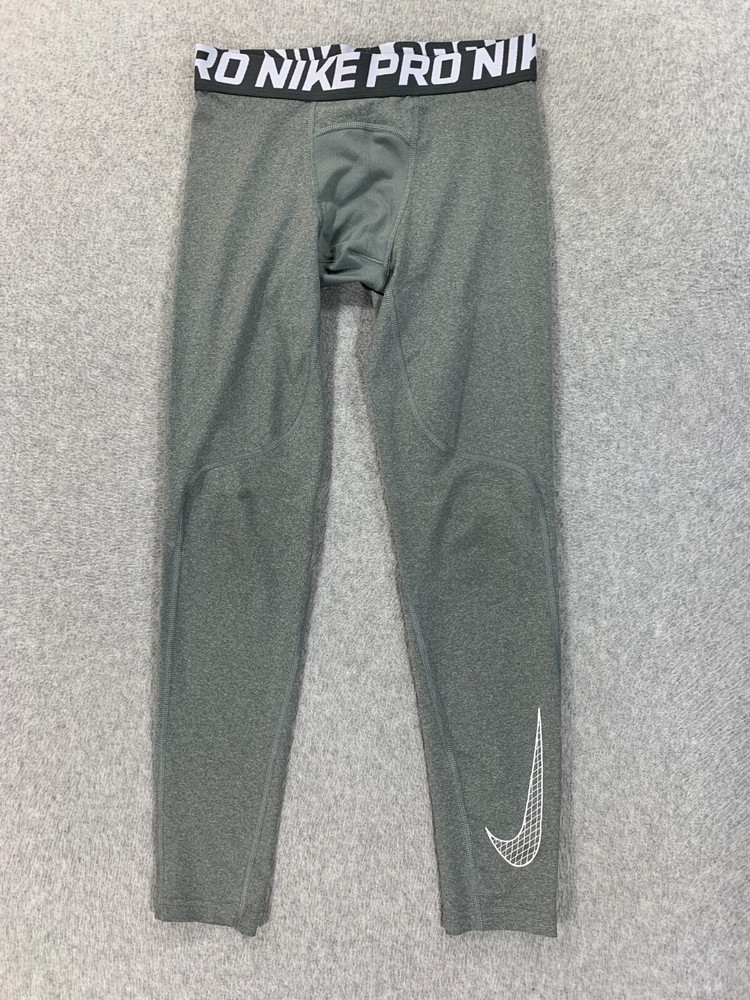 Nike Dri Fit Full Length Compression Leggings (Girl's Medium) Silver