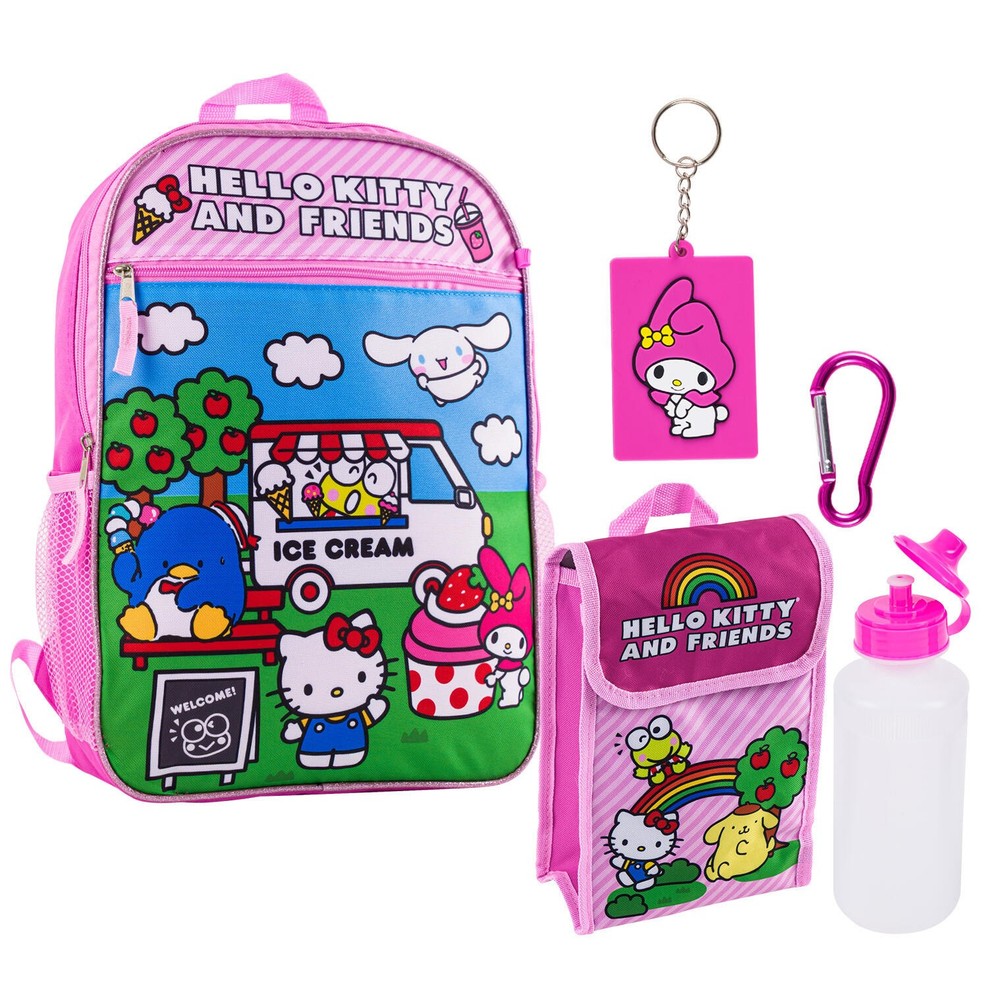 Large Backpack - Hello Kitty and Friends - Ice-Cream Set 5 Lunch Bag Bottle 16