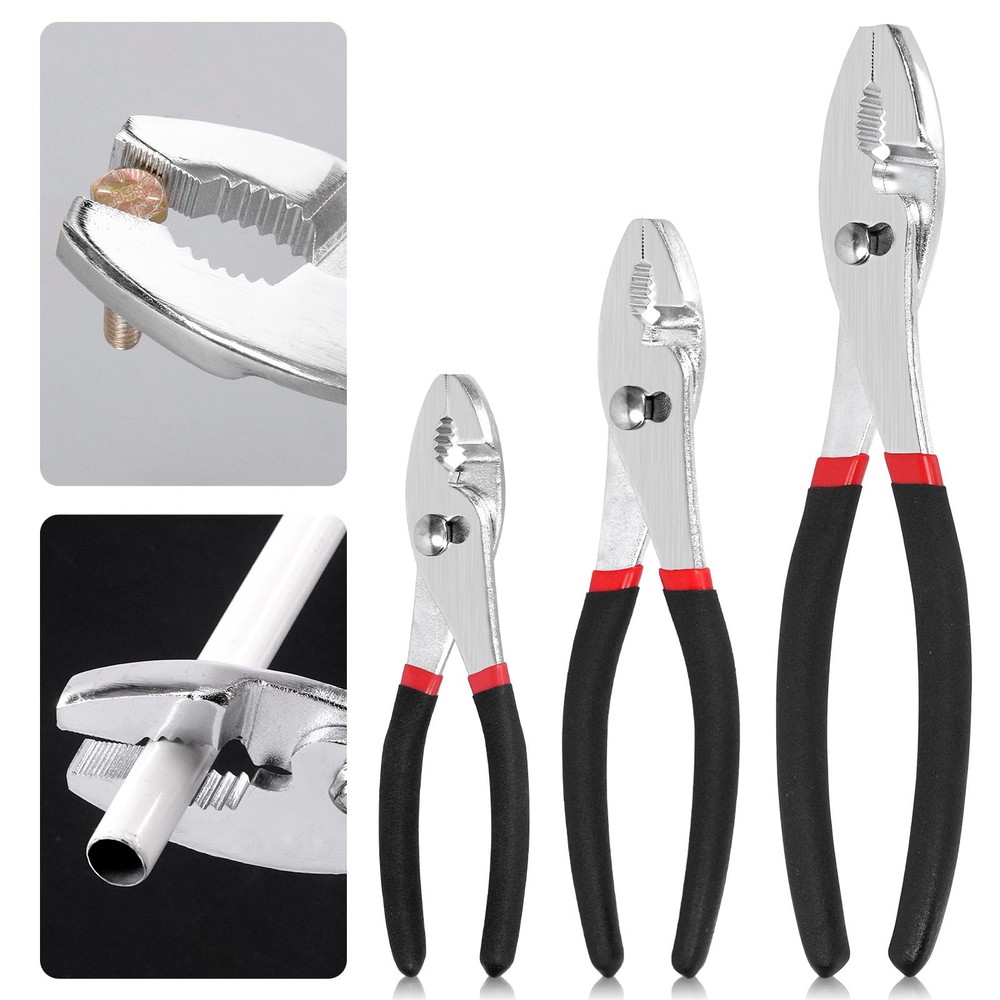 6 Inch 8 Inch 10 Inch Slip Joint Pliers, Chrome Vanadium Steel Body with Non-...