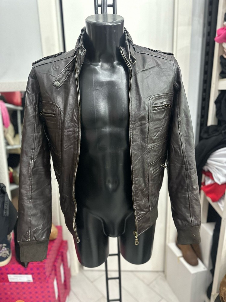Men's Brown Leather Jacket Size M LLV1411 - Stylish & Durable