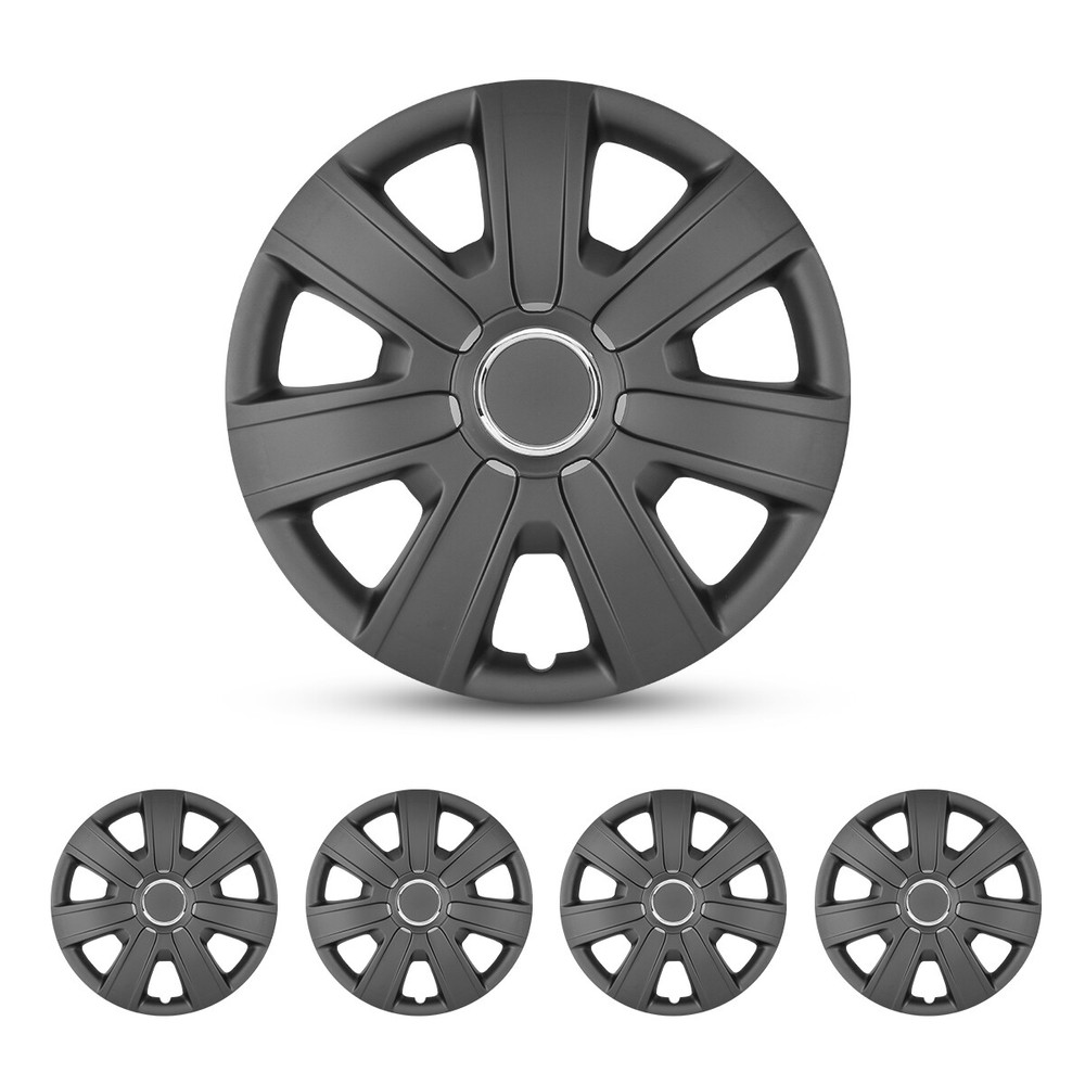 4PCS Black Matte 14-Inch Snap-On Hubcaps for Toyota Nissan Chevy Wheels