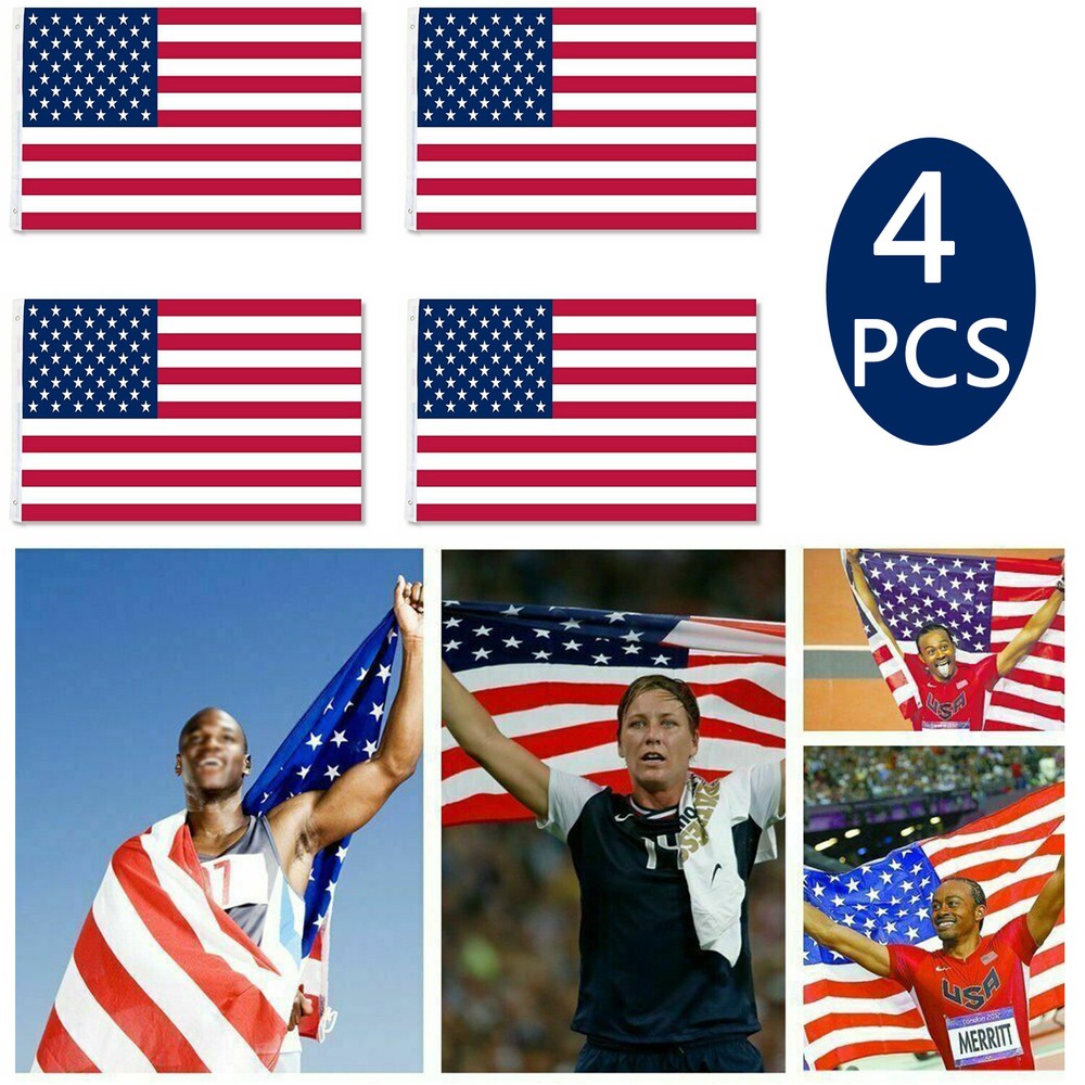 4PCS 4x6 FT USA Garden Flags with Grommets 120x180cm Patriotic Decor
