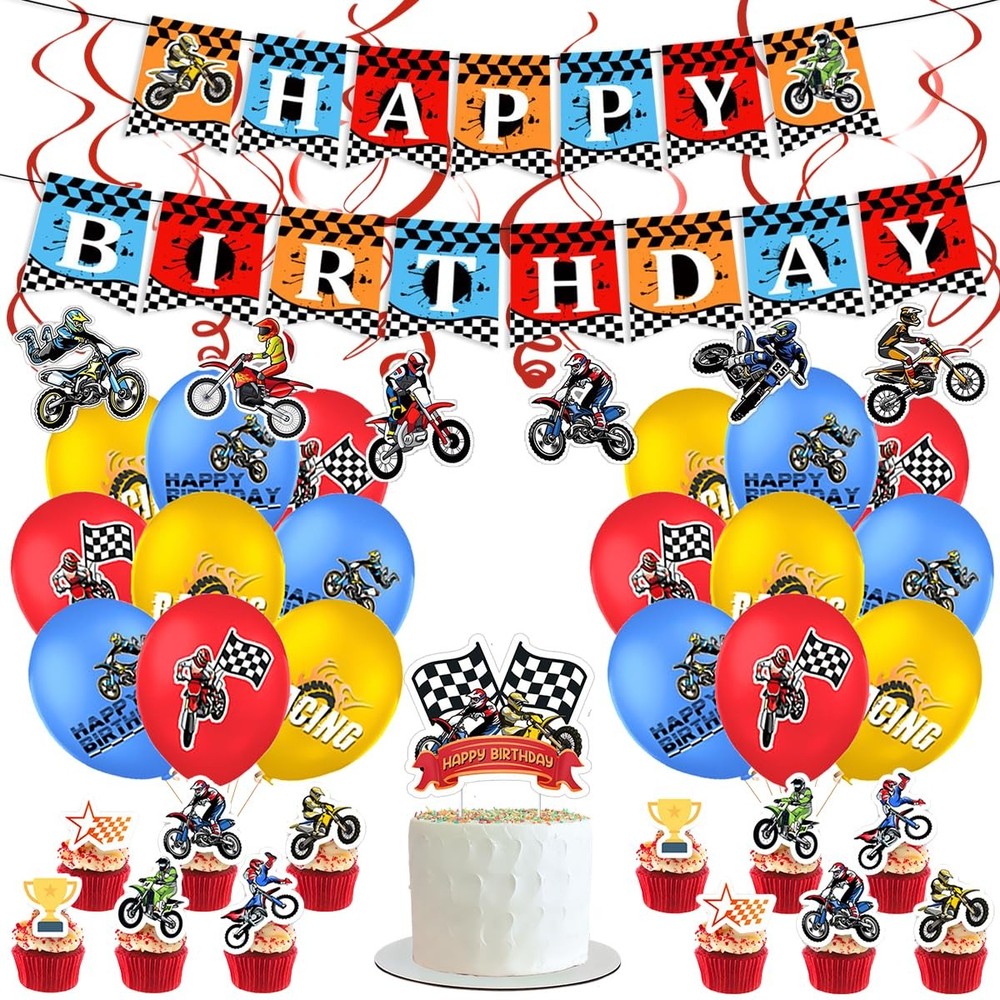 Super Dirt Bike Birthday Party Decorations Motocross Decorations Supplies Inc...
